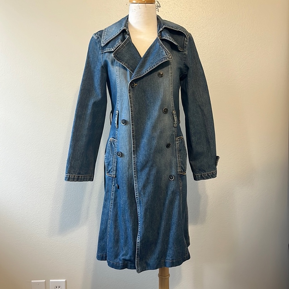 Denim trench coat